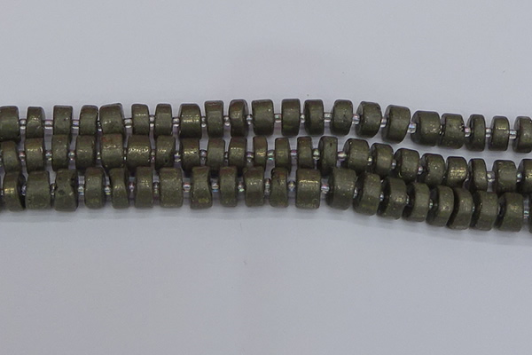 CRB1261 15.5 inches 6*12mm tyre matte pyrite gemstone beads