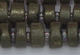 CRB1262 15.5 inches 7*14mm tyre matte pyrite gemstone beads