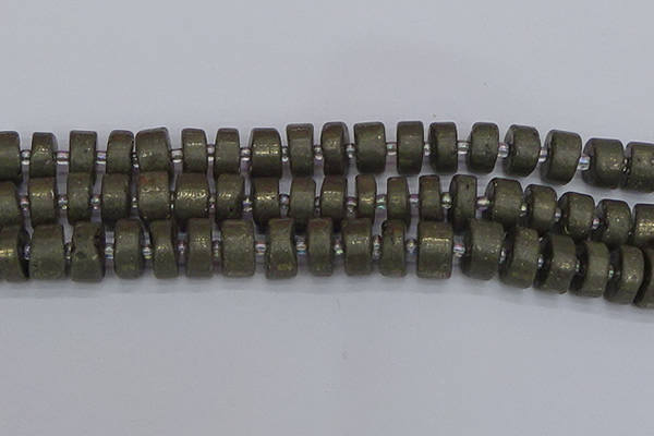 CRB1263 15.5 inches 8*16mm tyre matte pyrite gemstone beads