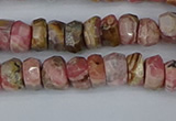 CRB1282 15.5 inches 4*6mm faceted rondelle rhodochrosite beads