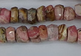 CRB1283 15.5 inches 5*8mm faceted rondelle rhodochrosite beads