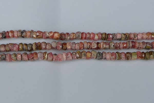 CRB1283 15.5 inches 5*8mm faceted rondelle rhodochrosite beads