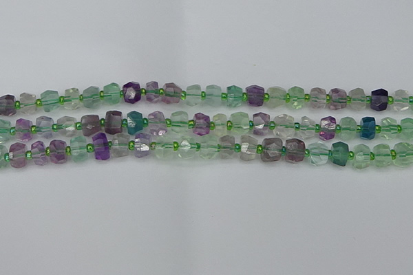 CRB1288 15.5 inches 6*10mm faceted rondelle fluorite beads