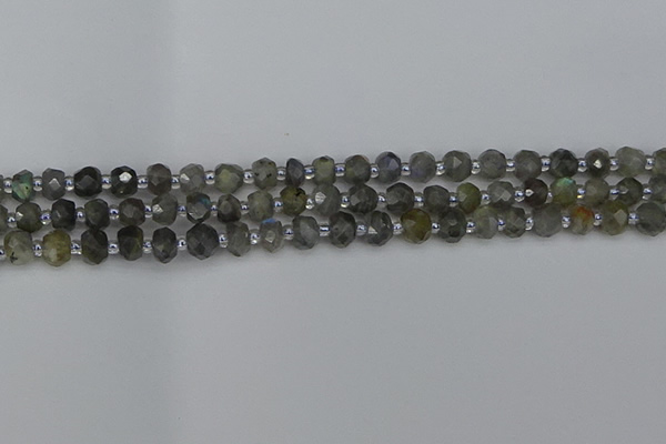 CRB1294 15.5 inches 4*6mm faceted rondelle labradorite beads