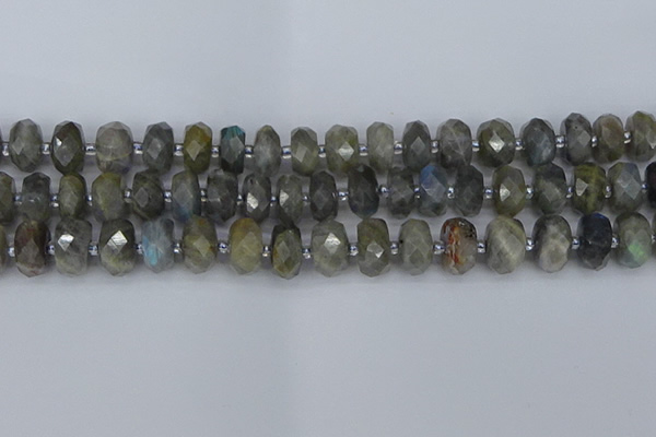 CRB1297 15.5 inches 6*12mm faceted rondelle labradorite beads