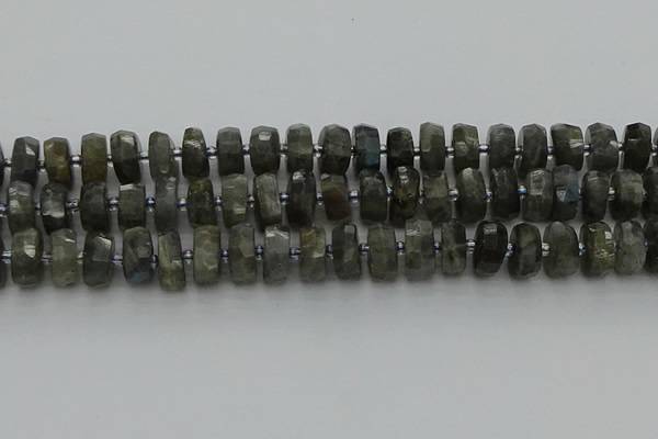 CRB1302 15.5 inches 6*12mm faceted rondelle labradorite beads