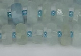 CRB1311 15.5 inches 6*10mm faceted rondelle aquamarine beads