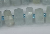 CRB1312 15.5 inches 6*12mm faceted rondelle aquamarine beads