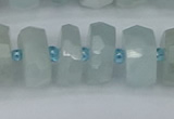 CRB1314 15.5 inches 7*14mm faceted rondelle aquamarine beads