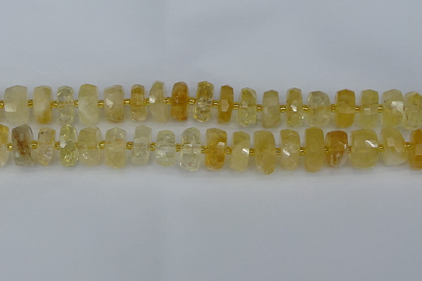 CRB1323 15.5 inches 7*14mm faceted rondelle citrine beads