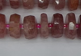 CRB1342 15.5 inches 6*12mm faceted rondelle strawberry quartz beads