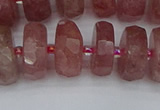 CRB1344 15.5 inches 8*16mm faceted rondelle strawberry quartz beads