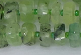 CRB1352 15.5 inches 6*12mm faceted rondelle green rutilated quartz beads