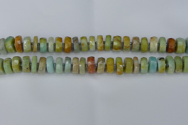 CRB1362 15.5 inches 6*12mm faceted rondelle Chinese amazonite beads