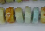 CRB1364 15.5 inches 8*16mm faceted rondelle Chinese amazonite beads