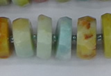 CRB1365 15.5 inches 8*18mm faceted rondelle Chinese amazonite beads