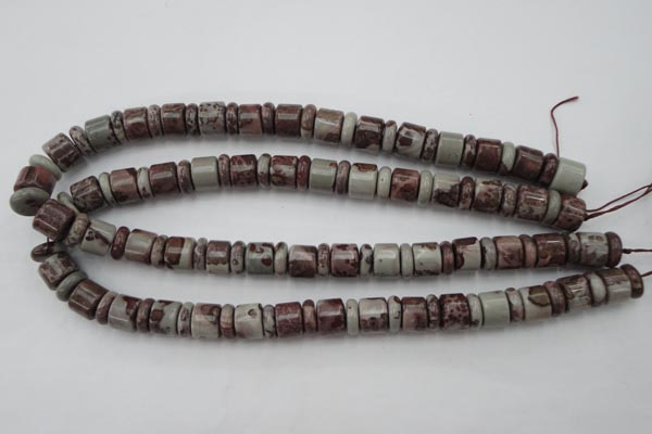 CRB137 15.5 inches 6*12mm & 10*12mm rondelle artistic jasper beads