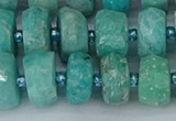 CRB1372 15.5 inches 6*12mm faceted rondelle amazonite beads