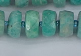 CRB1373 15.5 inches 7*14mm faceted rondelle amazonite beads