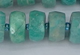 CRB1375 15.5 inches 8*18mm faceted rondelle amazonite beads