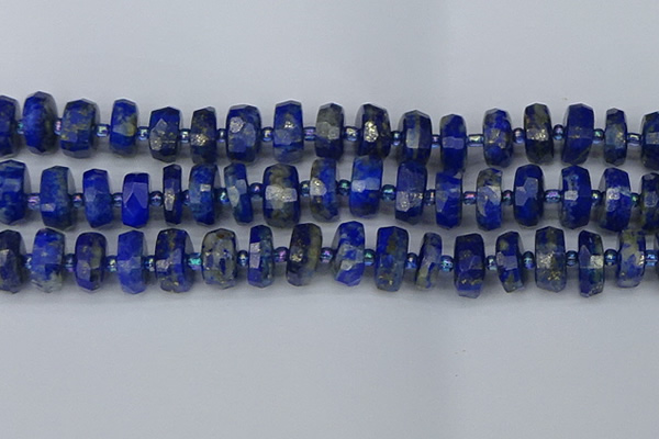 CRB1395 15.5 inches 8*18mm faceted rondelle lapis lazuli beads