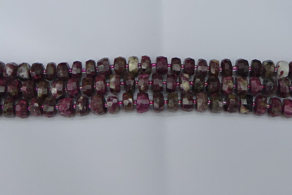 CRB1401 15.5 inches 6*10mm faceted rondelle tourmaline beads