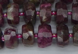 CRB1402 15.5 inches 6*12mm faceted rondelle tourmaline beads