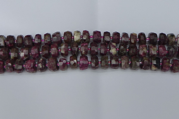 CRB1402 15.5 inches 6*12mm faceted rondelle tourmaline beads