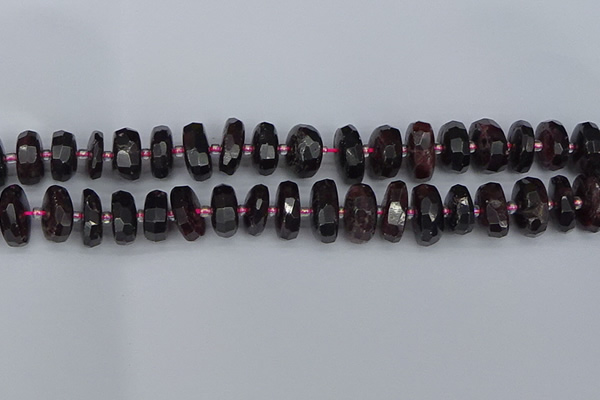 CRB1414 15.5 inches 8*16mm faceted rondelle red garnet beads