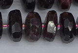 CRB1415 15.5 inches 8*18mm faceted rondelle red garnet beads