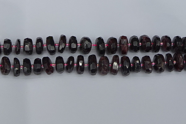 CRB1415 15.5 inches 8*18mm faceted rondelle red garnet beads