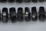 CRB1423 15.5 inches 7*14mm faceted rondelle black tourmaline beads