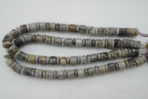 CRB143 15.5 inches 6*12mm & 10*12mm rondelle silver needle agate beads