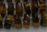 CRB1431 15.5 inches 6*10mm faceted rondelle yellow tiger eye beads