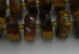 CRB1432 15.5 inches 6*12mm faceted rondelle yellow tiger eye beads