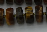 CRB1433 15.5 inches 7*14mm faceted rondelle yellow tiger eye beads