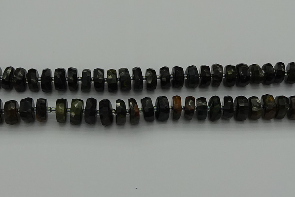 CRB1441 15.5 inches 6*10mm faceted rondelle blue tiger eye beads