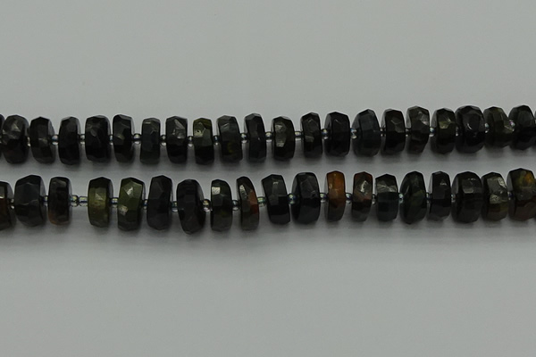 CRB1442 15.5 inches 6*12mm faceted rondelle blue tiger eye beads