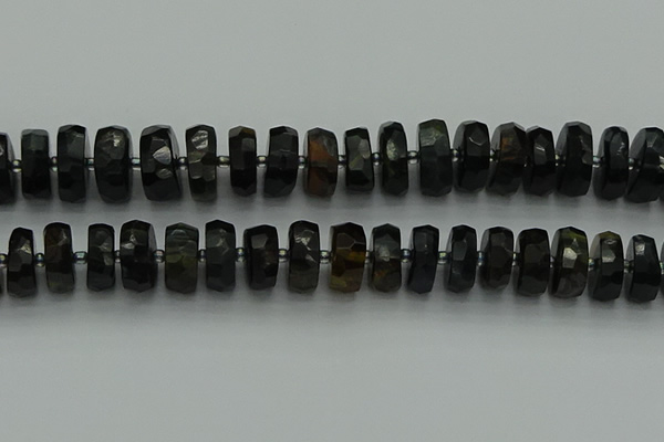 CRB1443 15.5 inches 7*14mm faceted rondelle blue tiger eye beads