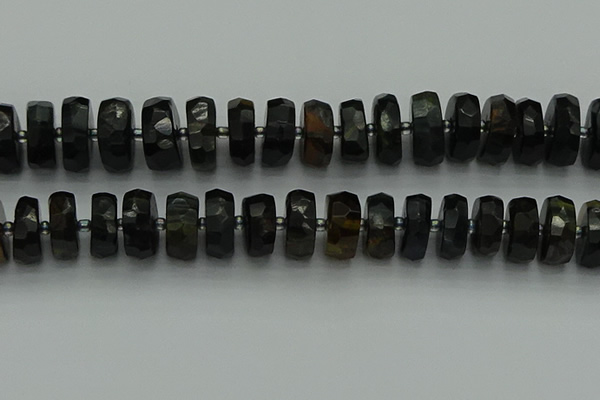 CRB1444 15.5 inches 8*16mm faceted rondelle blue tiger eye beads