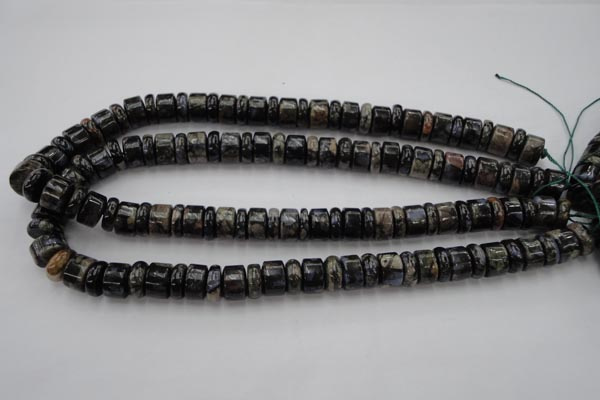 CRB146 15.5 inches 6*12mm & 10*12mm rondelle grey opal gemstone beads