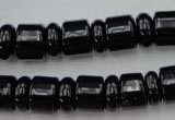 CRB151 15.5 inches 6*12mm & 10*12mm rondelle black agate beads