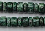 CRB162 15.5 inches 5*14mm & 10*14mm rondelle green picture jasper beads