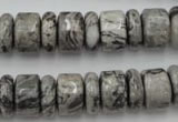 CRB163 15.5 inches 5*14mm & 10*14mm rondelle grey picture jasper beads