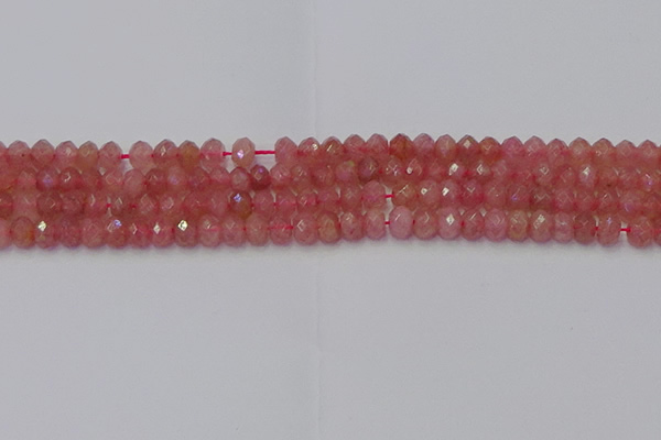 CRB1800 15.5 inches 4*6mm faceted rondelle strawberry quartz beads