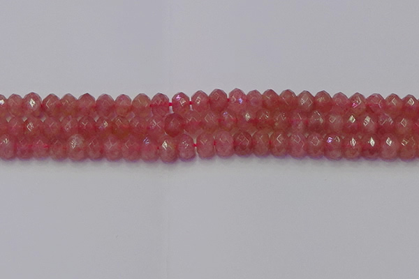 CRB1801 15.5 inches 5*8mm faceted rondelle strawberry quartz beads