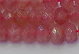 CRB1802 15.5 inches 6*10mm faceted rondelle strawberry quartz beads