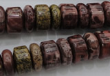 CRB181 15.5 inches 5*14mm – 10*14mm rondelle red artistic jasper beads