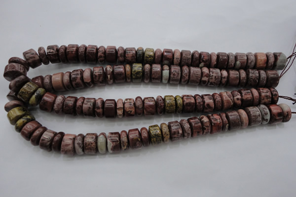 CRB181 15.5 inches 5*14mm – 10*14mm rondelle red artistic jasper beads