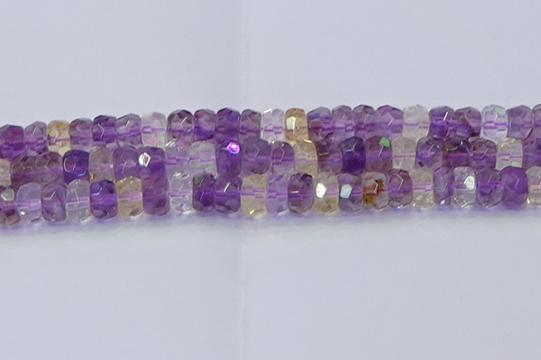 CRB1810 15.5 inches 6*12mm faceted rondelle ametrine beads